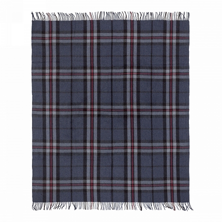 Highland Wool Blend Tartan Blanket Thomson Navy